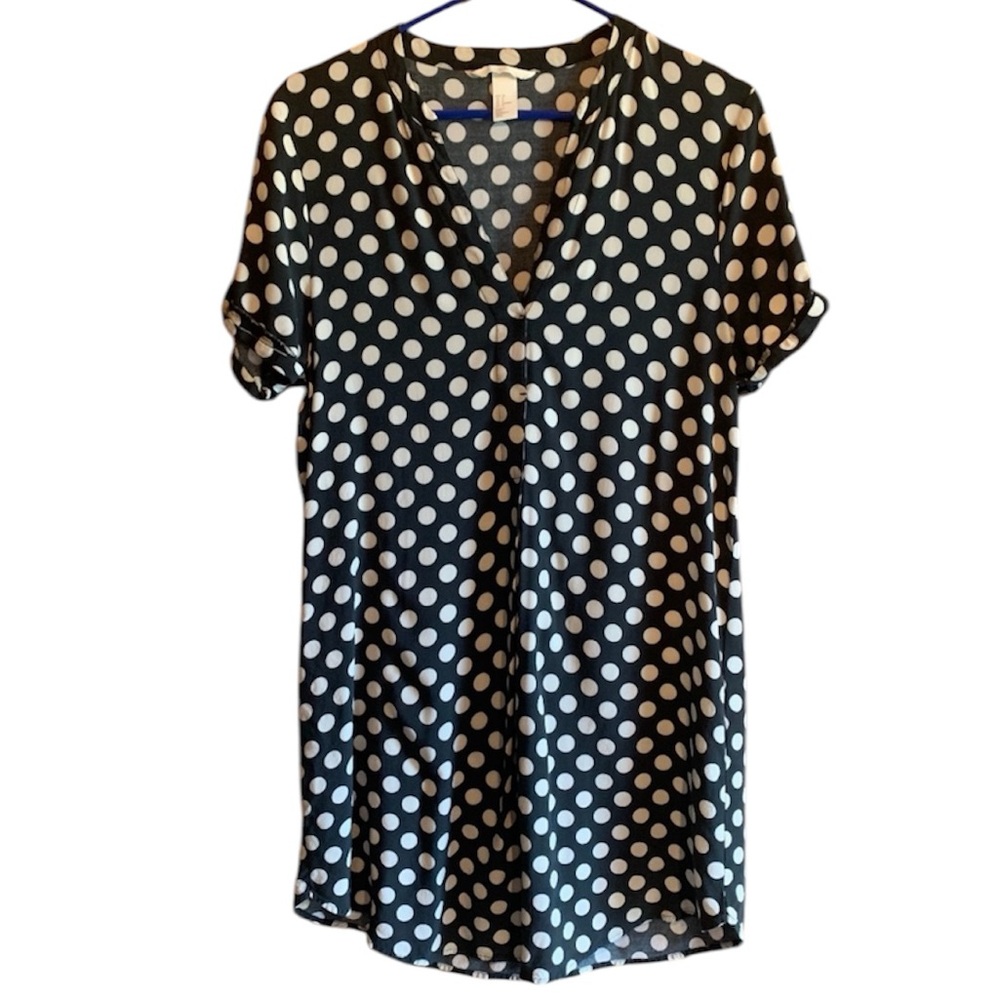 H&M Short Sleeve Polka Dot Midi Dress Size M